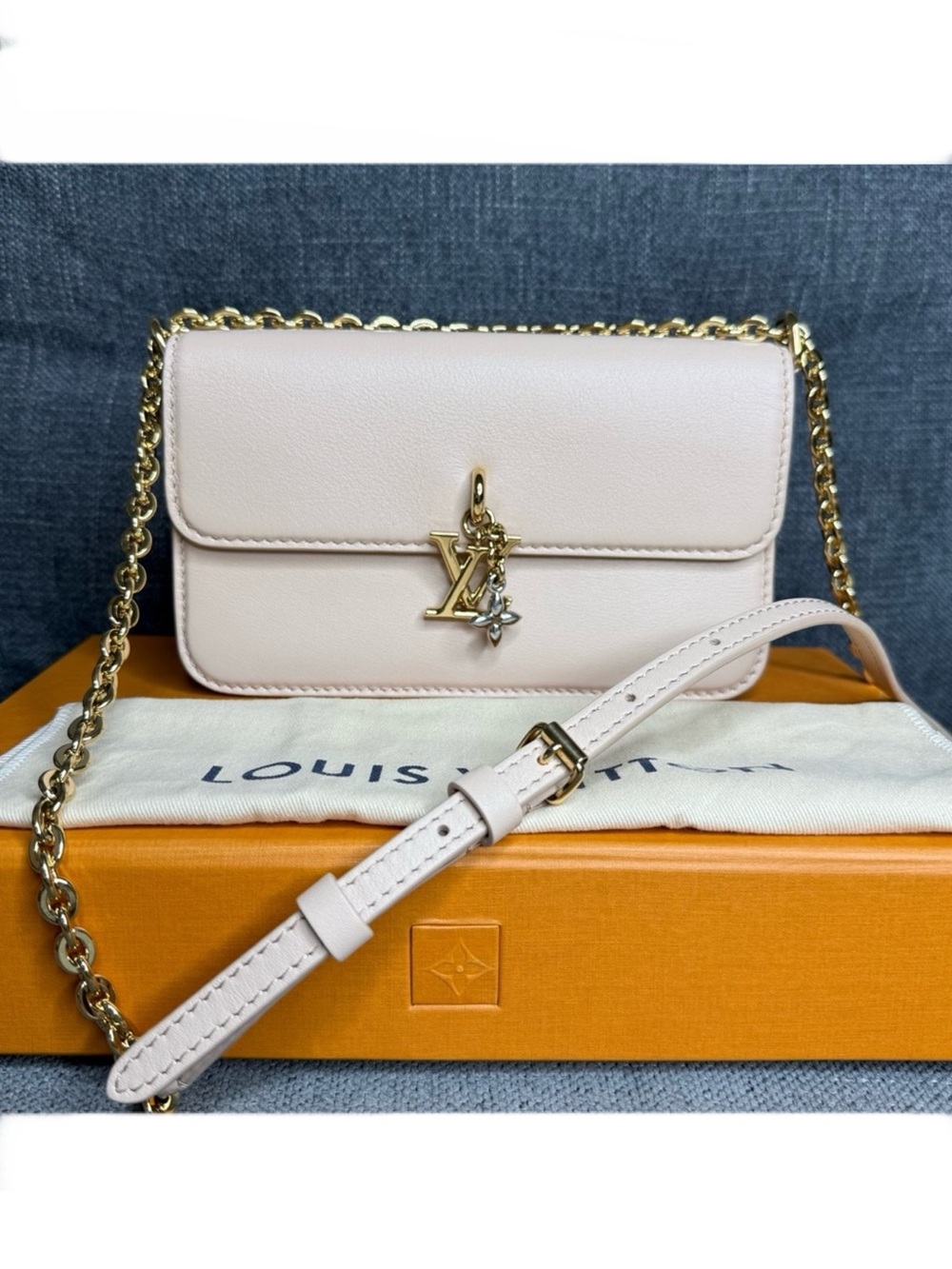 Louis Vuitton LV Bloom wallet on chain bag blush pink